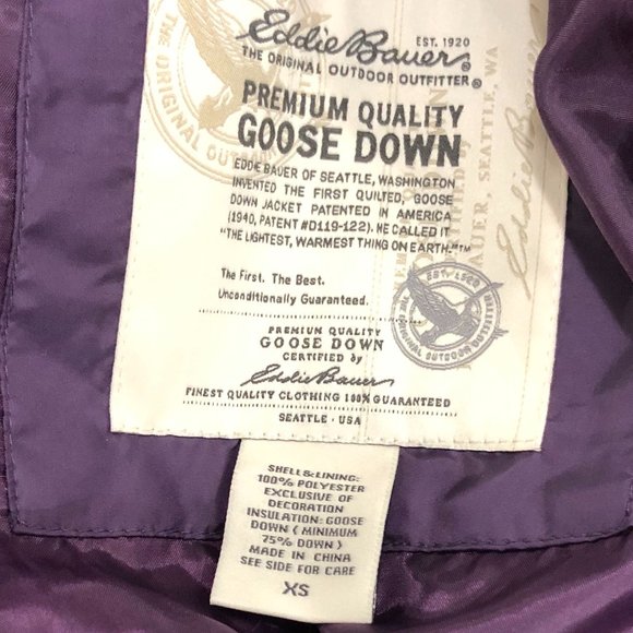 EDDIE BAUER Goose Down Puffer Jacket Quilted Purple - Picture 2 of 5